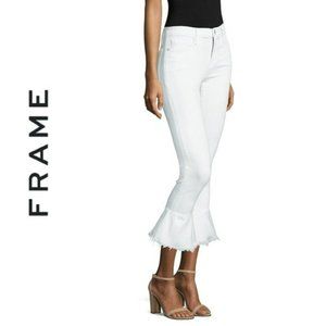 FRAME Le Skinny Flared Cut-Off Mid Rise Jeans